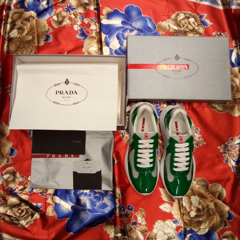 Prada Green and White Men's Sneakers